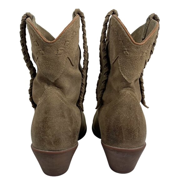 ARIAT Ladies Round Up Rianda Relaxed Shortie Western Boots Beige Suede 9.5B - Picture 3 of 11